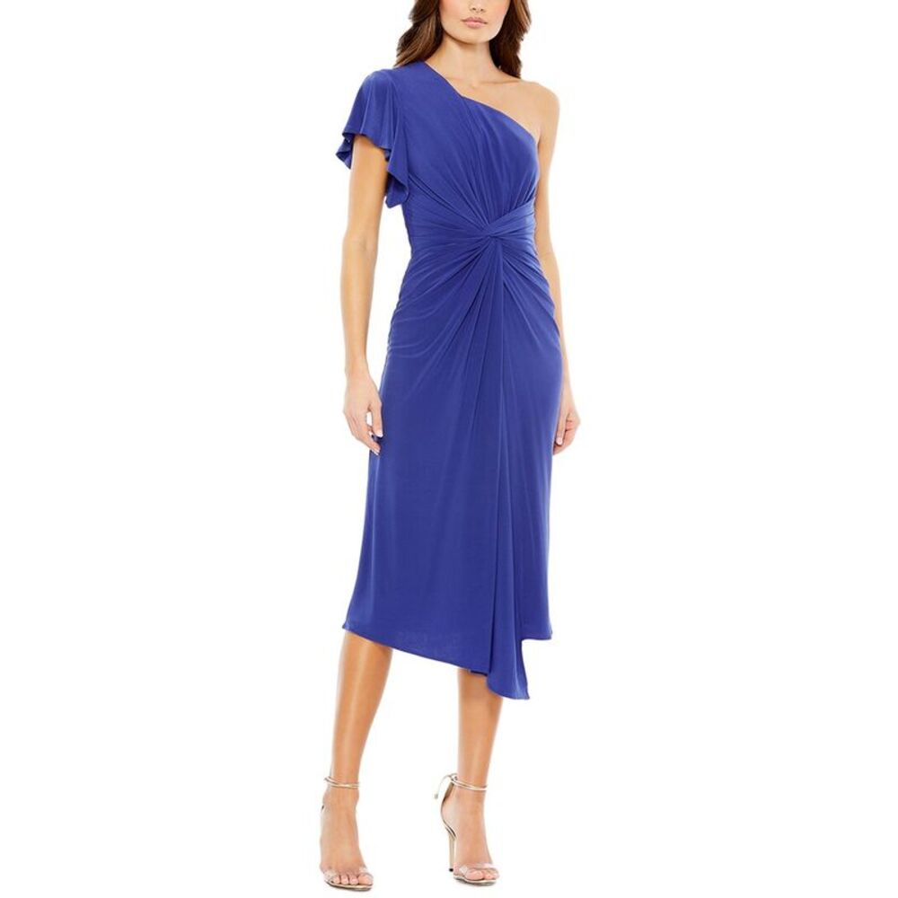 Mac Duggal Blue One-Shoulder Maxi Dress